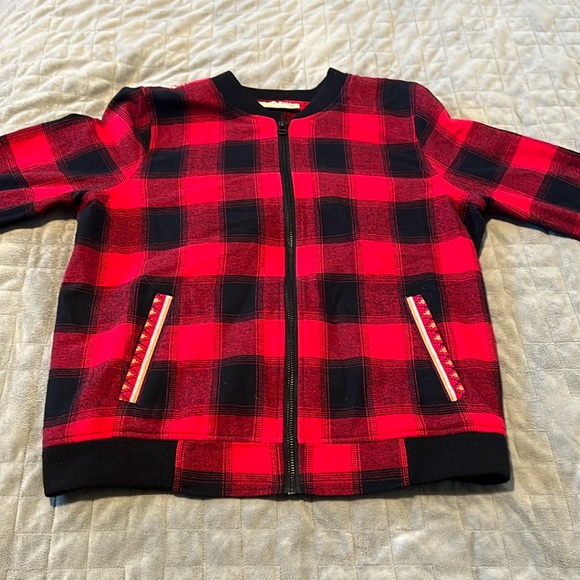 Ruff Hewn Buffalo Plaid Jacket, Embroidered Design, Red, Black, Boho, Size S - Picture 2 of 8